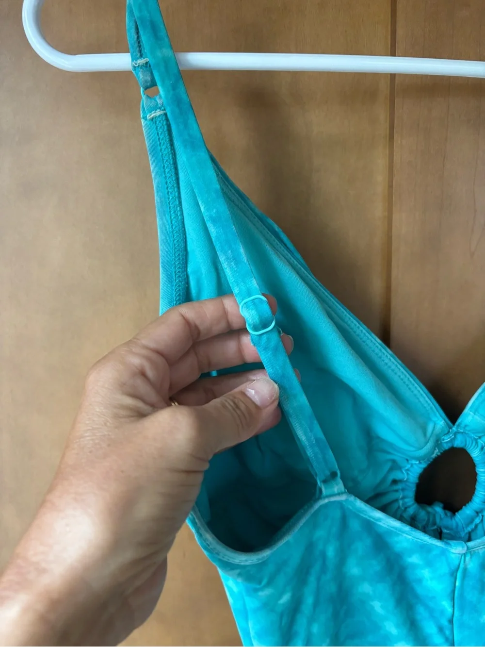 Womens Turquoise One-Piece Swim Suit with Keyhole Front